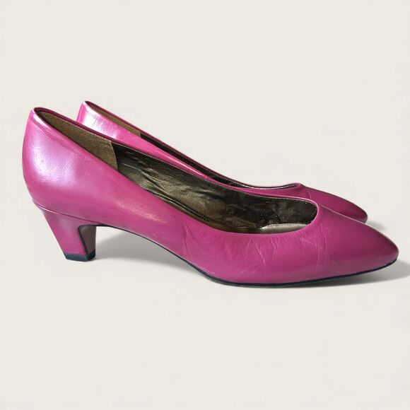 Naturalizer Hot Pink Leather Pumps 80s/90s Vintage Soft Shoes, Size 6.5 - Picture 3 of 10